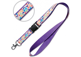 Lanyard de polister com sobreposio de cetim sublimada e fivela destacvel