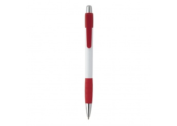 Caneta Striped Grip branca (Impresso 1 Cor)