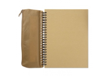 Bloco de notas reciclado com set de escritrio em estojo