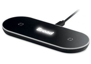 Carregador duplo wireless com logtipo iluminado