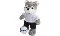 Lobo de peluche com t-shirt
