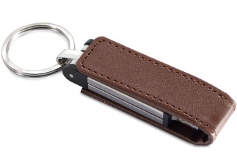 USB articulada com porta chaves e capa de pele (1, 2, 4, 8, 16, 32GB)