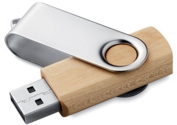 Pendrive USB giratria com corpo de madeira (1, 2, 4, 8, 16, 32GB)