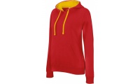 Sweatshirt de senhora com capuz em contraste Vermelho/Amarelo
