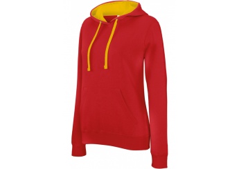 Sweatshirt de senhora com capuz em contraste Vermelho/Amarelo