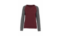 Sweatshirt BIO bicolor de senhora com decote redondo e mangas raglan