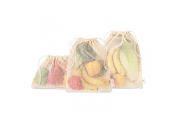 Conjunto para sacolas de algodo com 3 peas