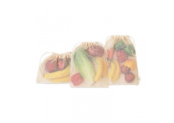 Conjunto para bolsas de malha de algodo com 3 peas
