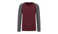 Sweatshirt BIO bicolor de homem com decote redondo e mangas raglan
