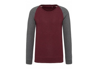 Sweatshirt BIO bicolor de homem com decote redondo e mangas raglan