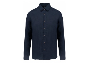 Camisa de linho de homem de manga comprida