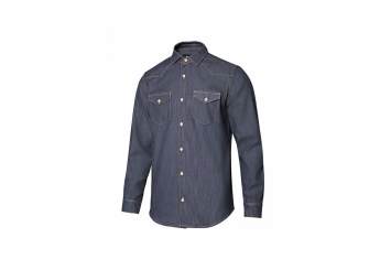 Camisa denim stretch manga comprida homem
