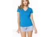 T-shirt de senhora com decote em V de manga curta Cores