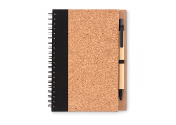 Bloco de capa de cortia + caneta reciclada SONORA PLUSCORK