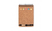 Bloco com capa de cortia + Bloco de notas 25 folhas + caneta MULTICORK