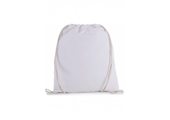 Mochila pequena em algodo biolgico com cordes Branco