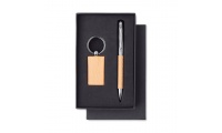 Set porta-chaves de madeira e esferogrfica PEN & RING
