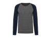 Sweatshirt BIO bicolor de homem com decote redondo e mangas raglan