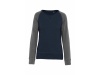 Sweatshirt BIO bicolor de senhora com decote redondo e mangas raglan