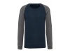 Sweatshirt BIO bicolor de homem com decote redondo e mangas raglan