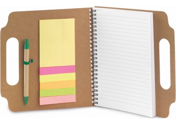 Bloco de Notas Adesivas Post-It em Carto Reciclado + Esferogrfica MAKRON
