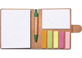 Bloco Notas Adesivas Post-It em Carto Reciclado + Esferogrfica ECONOTE