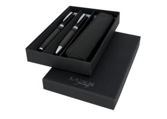 Conjunto de caneta e rollerball com estojo Carbon