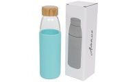 Garrafa de vidro com capa de silicone e tampa de bamb Kai