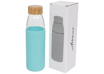 Garrafa de vidro com capa de silicone e tampa de bamb Kai