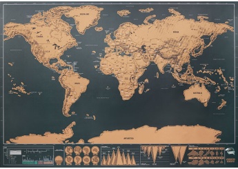 Mapa mundi para raspar em papel cromado