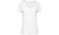 T-shirt Organic Inspire de senhora com decote em V Branca