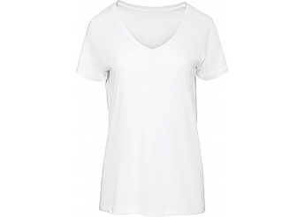 T-shirt Organic Inspire de senhora com decote em V Branca