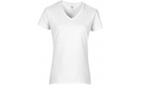 T-shirt de senhora Premium decote em V Premium Cotton Ladies V-Neck Branca