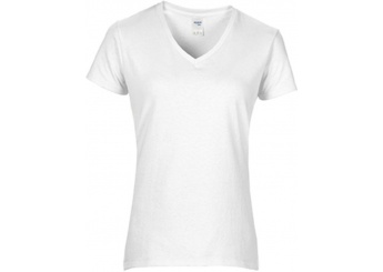 T-shirt de senhora Premium decote em V Premium Cotton Ladies V-Neck Branca