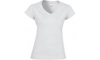 T-shirt de senhora com decote em V SOFT STYLE LADIES V-NECK Branca