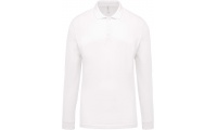 Polo piqu de homem de manga comprida Branco