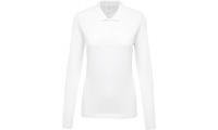 Polo piqu de senhora de manga comprida Branco