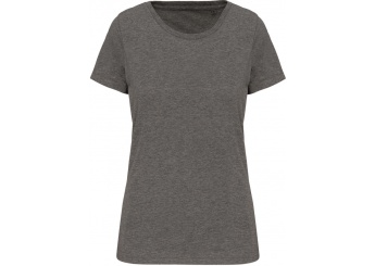 T-shirt de senhora com decote redondo de manga curta Supima Grey Heather
