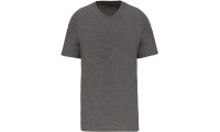 T-shirt de homem com decote V de manga curta Supima Grey Heather