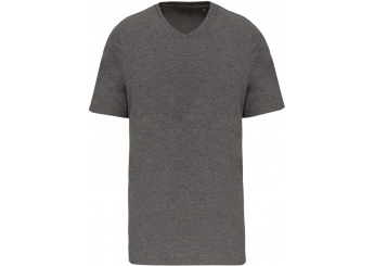 T-shirt de homem com decote V de manga curta Supima Grey Heather