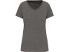 T-shirt de senhora com decote V de manga curta Supima Grey Heather