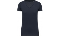 T-shirt de senhora com decote V de manga curta Supima