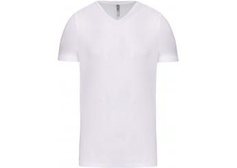 T-shirt decote V de manga curta Branco
