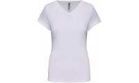 T-shirt de senhora decote V de manga curta Branca