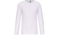 T-shirt decote redondo de manga comprida Branco