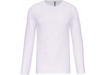 T-shirt decote redondo de manga comprida Branco