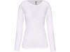 T-shirt de senhora decote redondo de manga comprida Branco