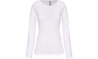 T-shirt de senhora decote redondo de manga comprida Branco