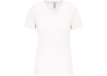 T-shirt BIO150 de senhora decote V Branca