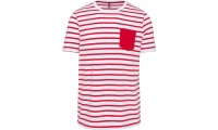 T-shirt s riscas estilo marinheiro de manga curta com bolso